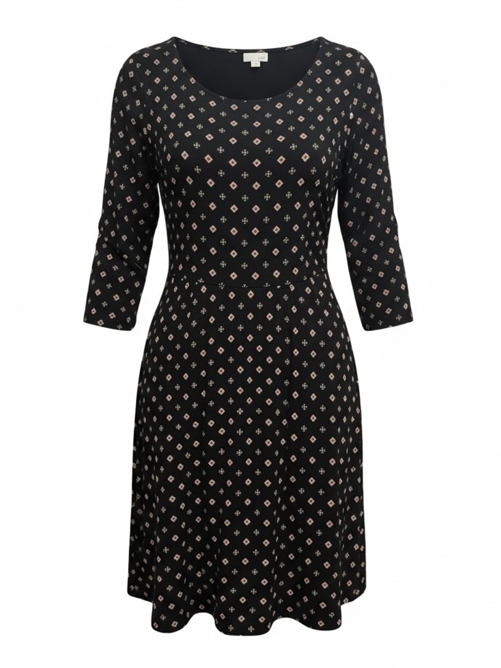 J. Jill Black 3/4 Sleeve Printed Midi Dress